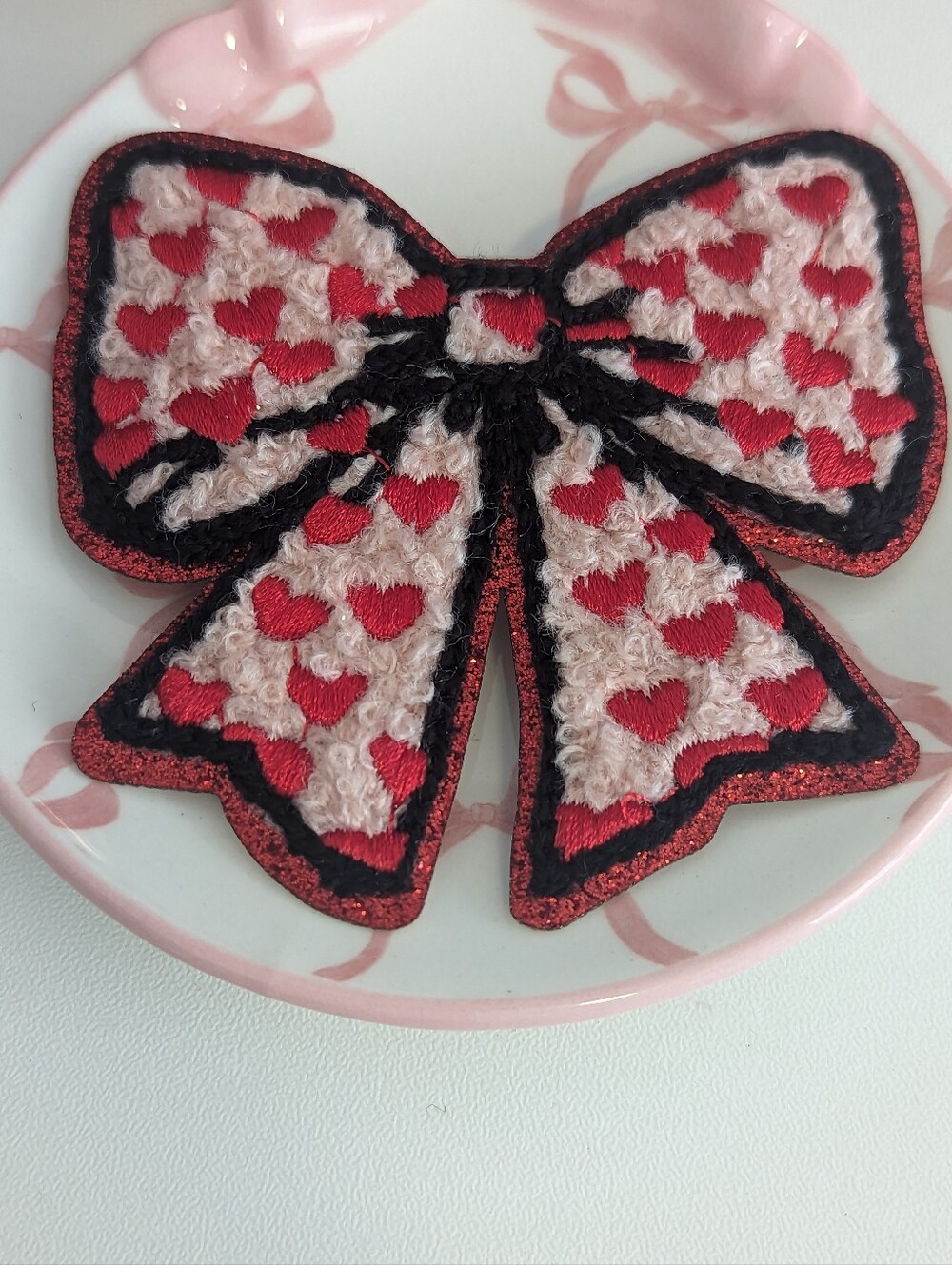 2 For $5 Item: Heart Bow Iron On Patch New!
